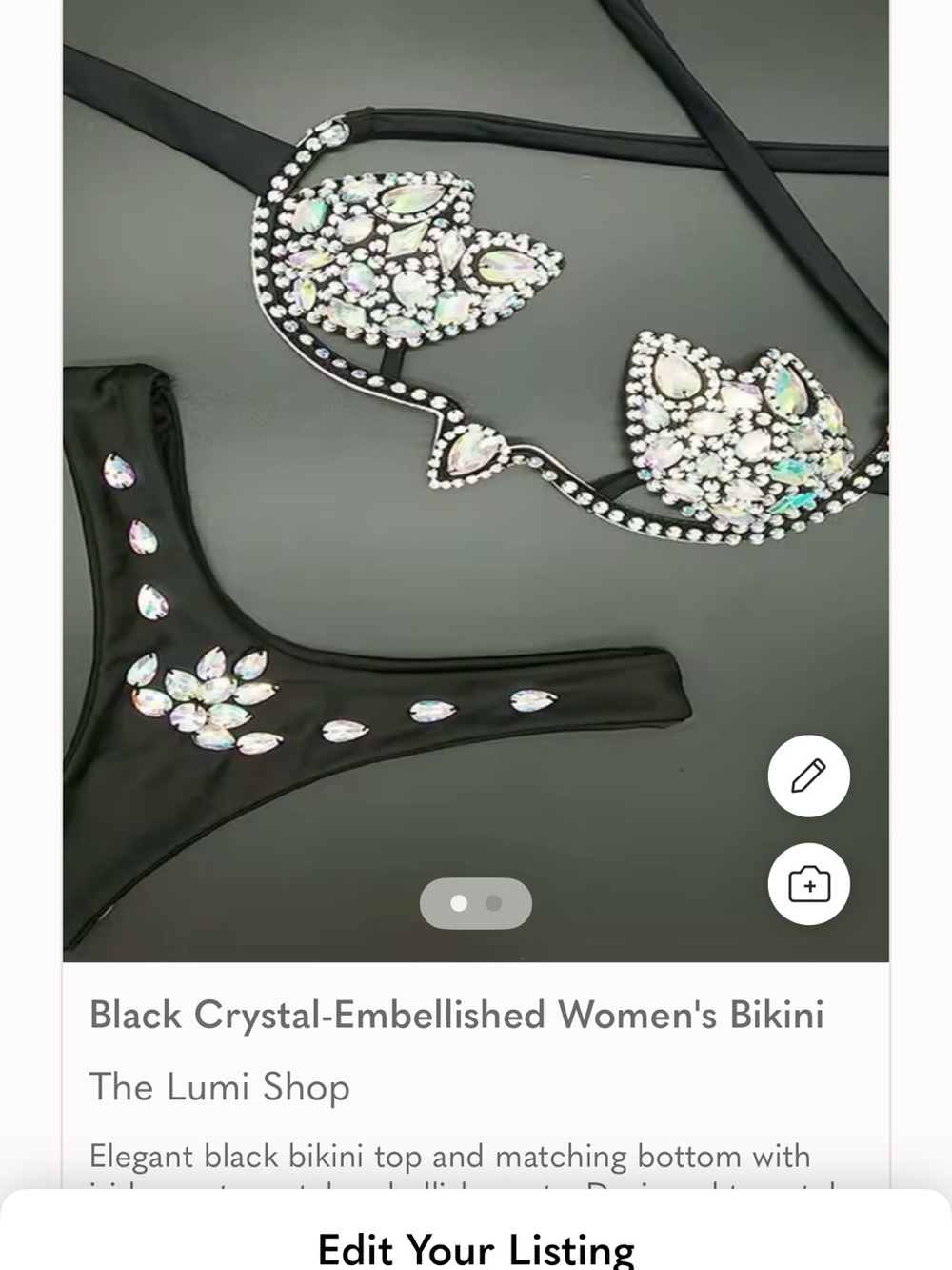 Black Crystal-Embellished Women's Bikini - The Lumi Shop